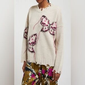 Ottod’Ame Wool Blend Sweater with Embroidered Butterflies